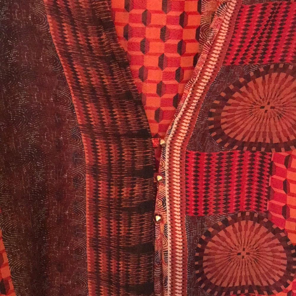 Sheer Button Down Top With Gold Button Detailing - image 4